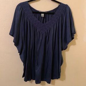 By Design embroidered neck top